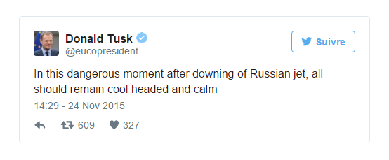 Tweet de Donald Tusk, président du Conseil européen